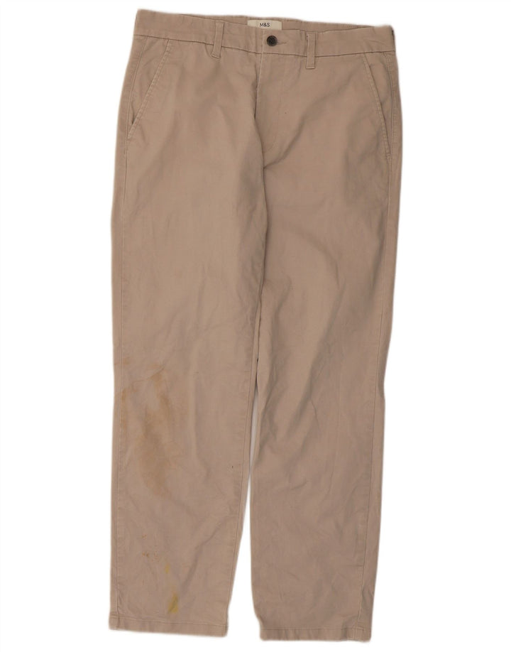 Marks & Spencer Mens Regular Fit Chino Trousers W32 L29 Beige Cotton