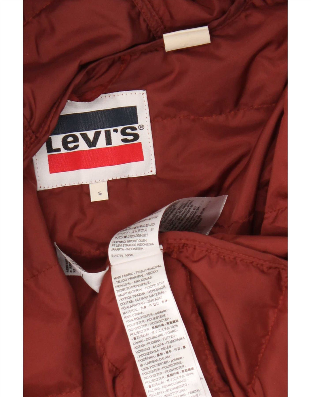 Levi's Womens Hooded Padded Jacket UK 10 Small Red Polyester