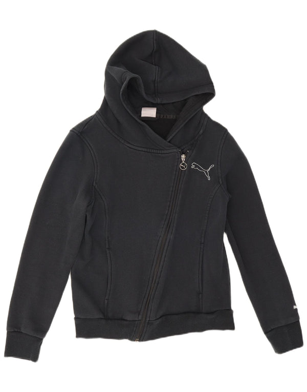 Puma Womens Zip Hoodie Sweater UK 12 Medium Navy Blue Cotton