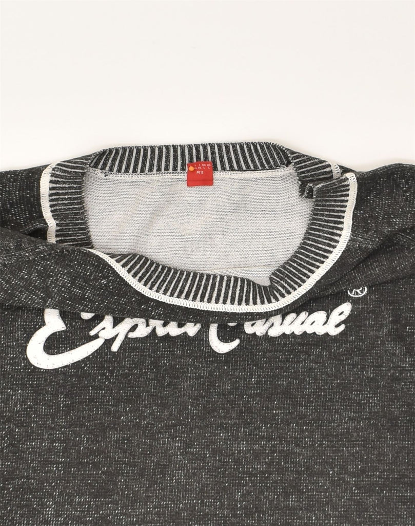 ESPRIT Womens Graphic Boat Neck Jumper Sweater UK 14 Large Grey Cotton | Vintage Esprit | Thrift | Second-Hand Esprit | Used Clothing | Messina Hembry 