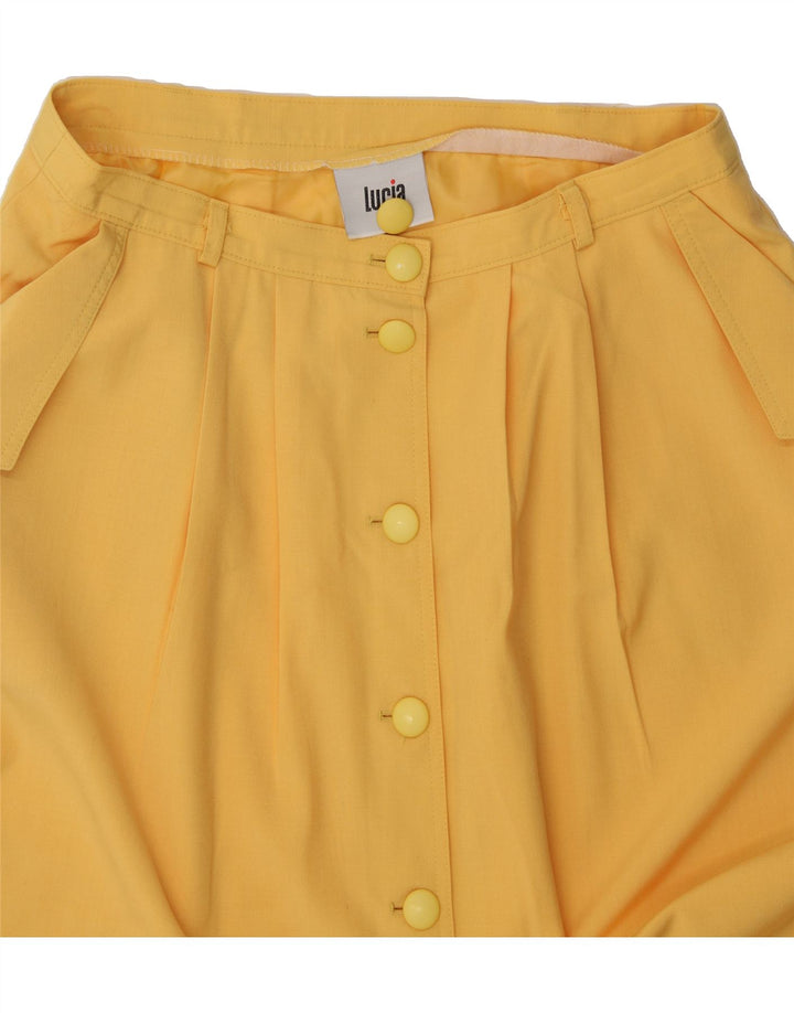 LUCIA Womens A-Line Skirt IT 44 Medium W32  Yellow Polyester Vintage Lucia and Second-Hand Lucia from Messina Hembry 