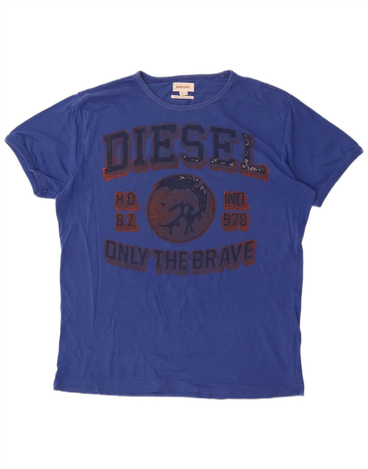 Diesel Mens Regular Fit Graphic T-Shirt Top XL Blue