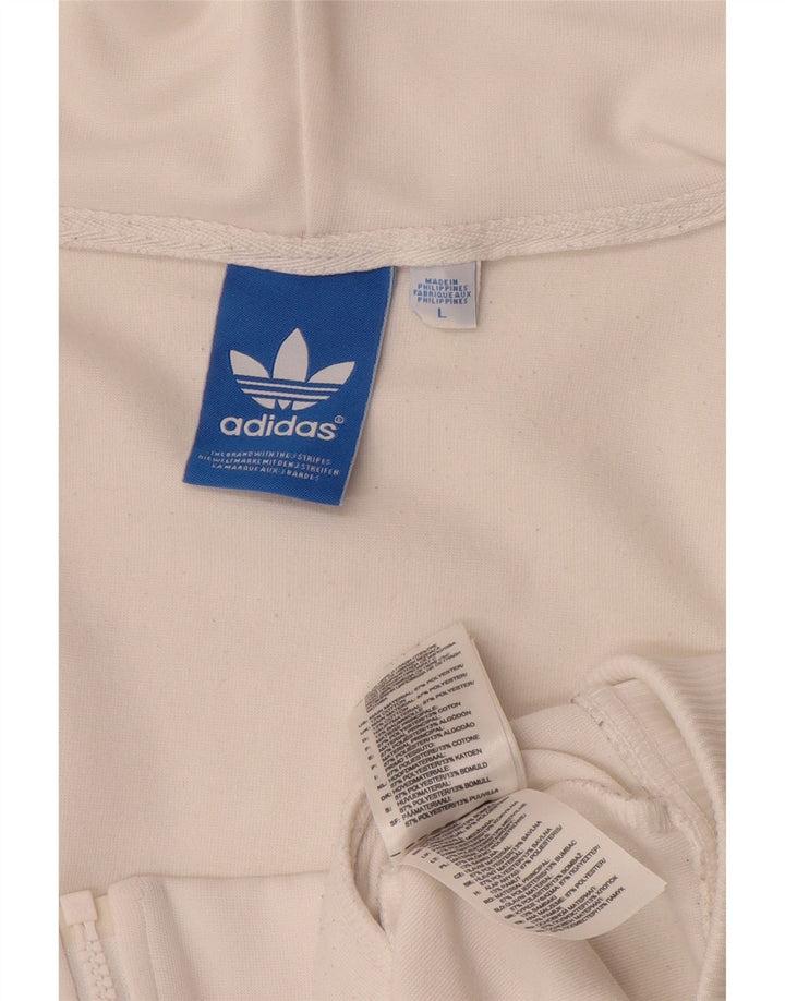 Adidas Mens Zip Hoodie Sweater Large White Polyester