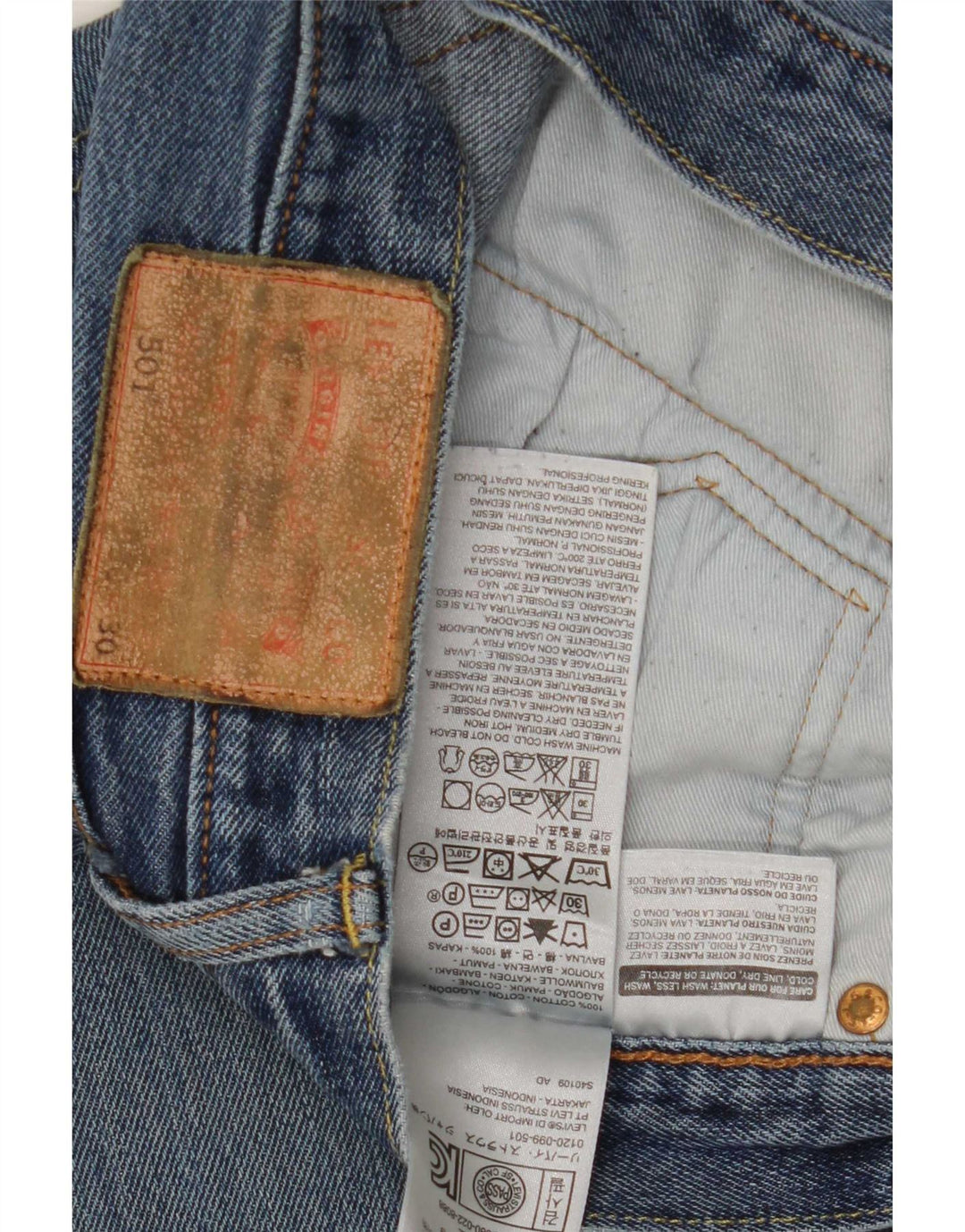 Levi's Mens 501 Straight Jeans W30 L30 Blue Cotton
