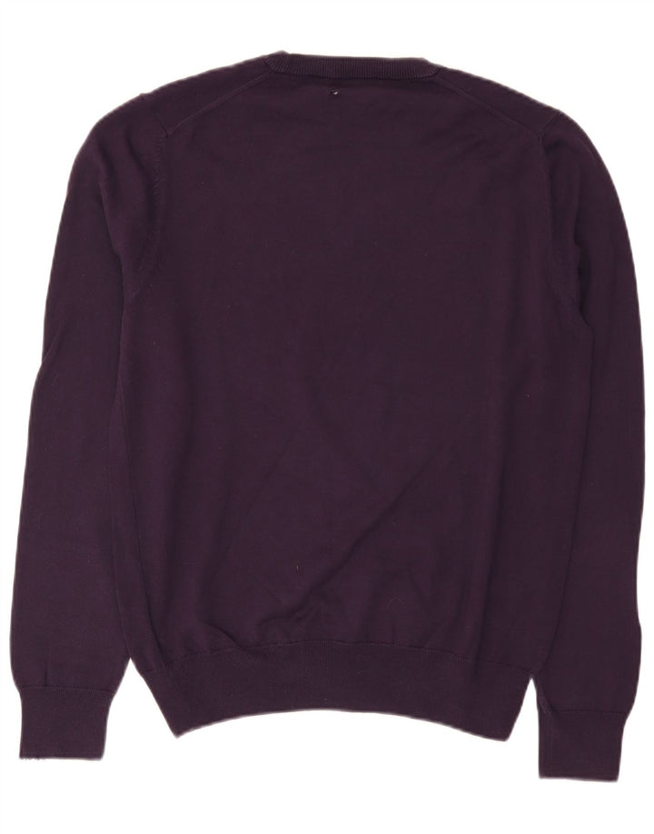 Marks & Spencer Womens Crew Neck Jumper Sweater UK 14 Medium Purple Cotton