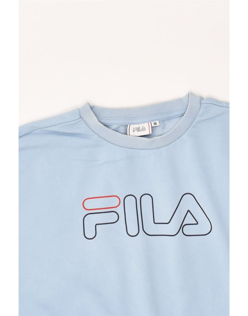 FILA Mens Graphic Sweatshirt Jumper Medium Blue Cotton | Vintage Fila | Thrift | Second-Hand Fila | Used Clothing | Messina Hembry 