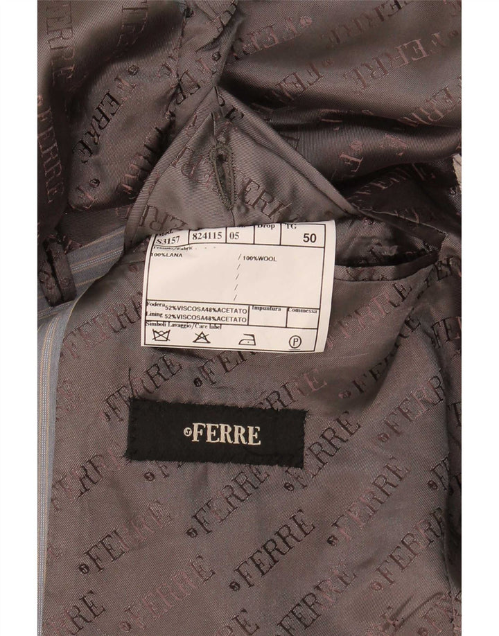 Ferre Mens 3 Button 2 Piece Suit IT 50 Large W34 L33 Grey Striped Viscose