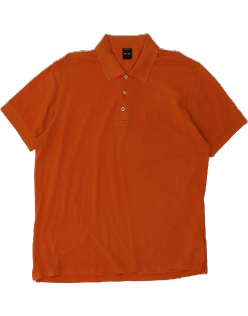 HUGO BOSS Mens Polo Shirt Large Orange Cotton Vintage Hugo Boss and Second-Hand Hugo Boss from Messina Hembry 
