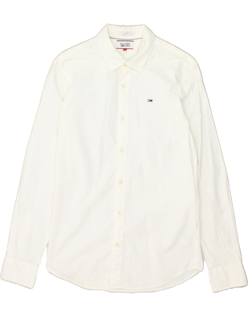 TOMMY HILFIGER Mens Slim Fit Shirt Medium White Cotton | Vintage Tommy Hilfiger | Thrift | Second-Hand Tommy Hilfiger | Used Clothing | Messina Hembry 