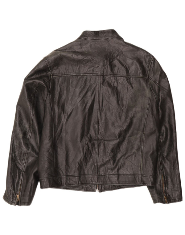 Vintage Mens Leather Jacket IT 48 Medium Black Leather