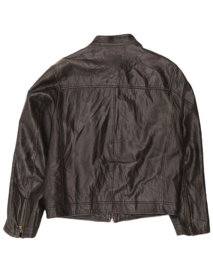 Vintage Mens Leather Jacket IT 48 Medium Black Leather