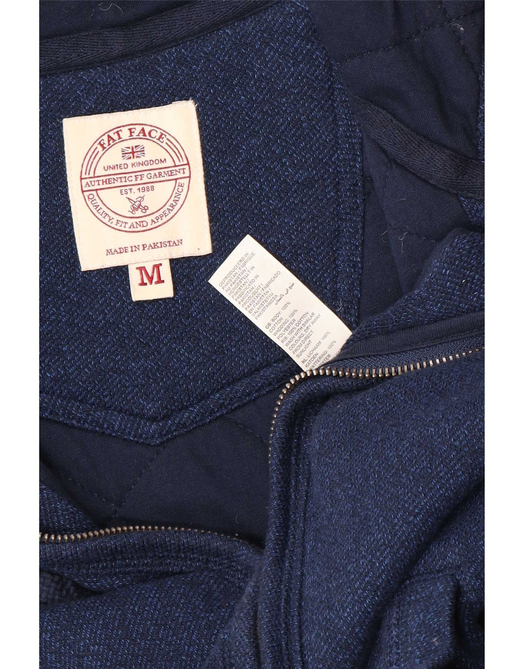 Fat Face Mens Zip Hoodie Sweater Medium Navy Blue Cotton