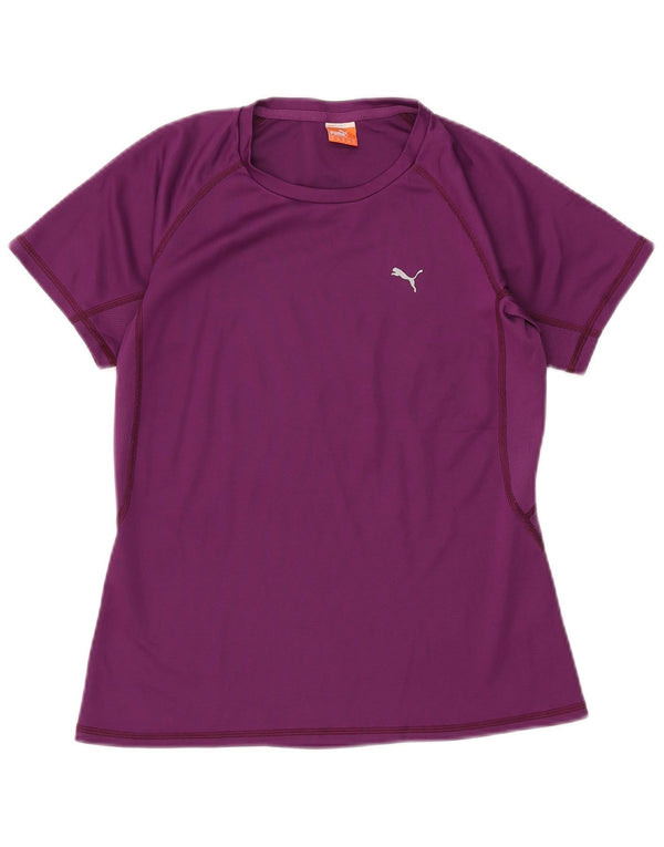 PUMA Womens T-Shirt Top UK 12 Medium Purple Polyester