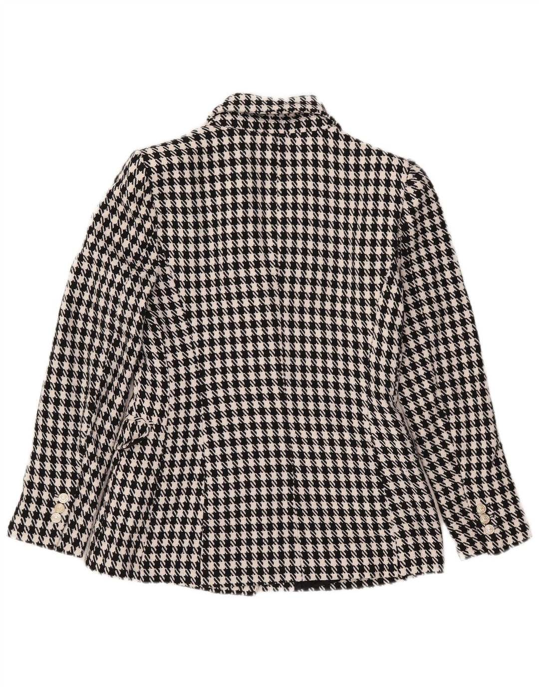 Zara Womens Double Breasted Blazer Jacket UK 10 Small Black Houndstooth