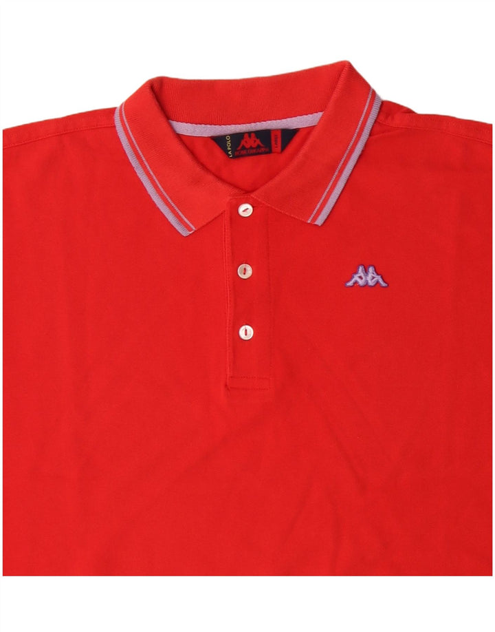KAPPA Mens Polo Shirt Large Red Cotton