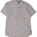 IZOD Mens Short Sleeve Shirt Medium Blue Spotted Cotton