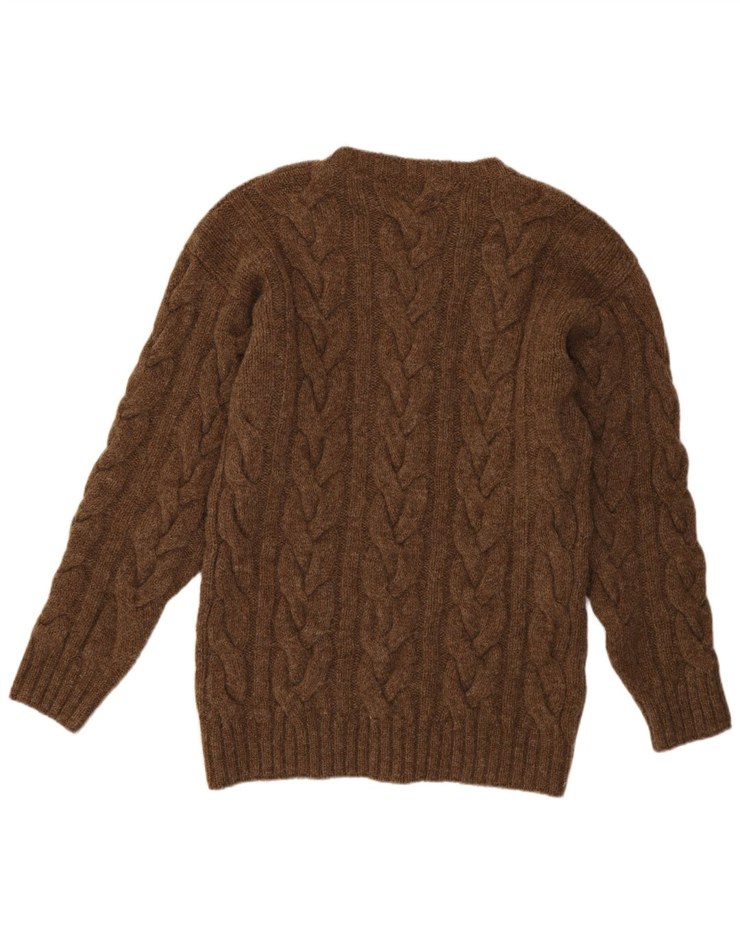 Vintage Mens Crew Neck Jumper Sweater Medium Brown Wool