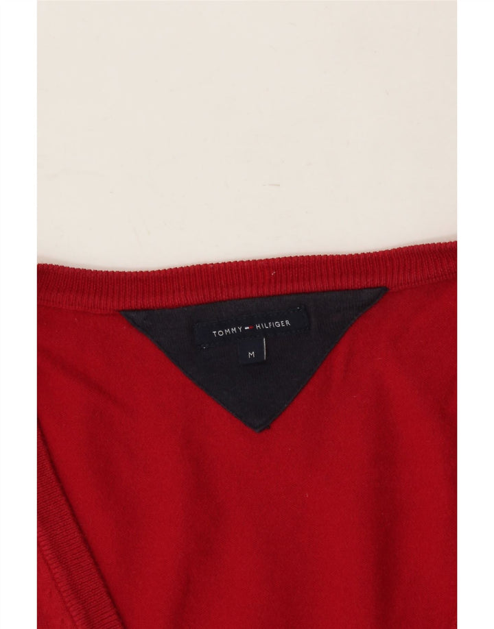 TOMMY HILFIGER Womens Cardigan Sweater UK 14 Medium Red Cotton Vintage Tommy Hilfiger and Second-Hand Tommy Hilfiger from Messina Hembry 