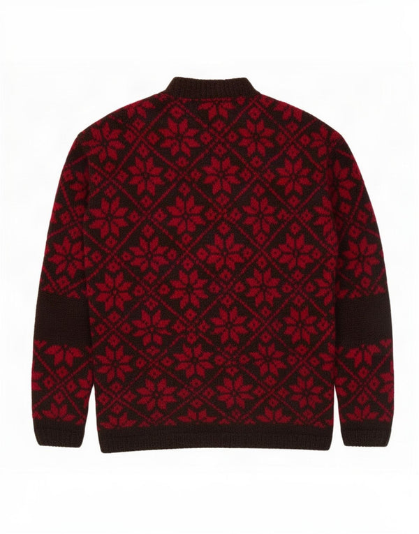 Vintage Womens Turtle Neck Jumper Sweater UK 16 Large Red Fair Isle