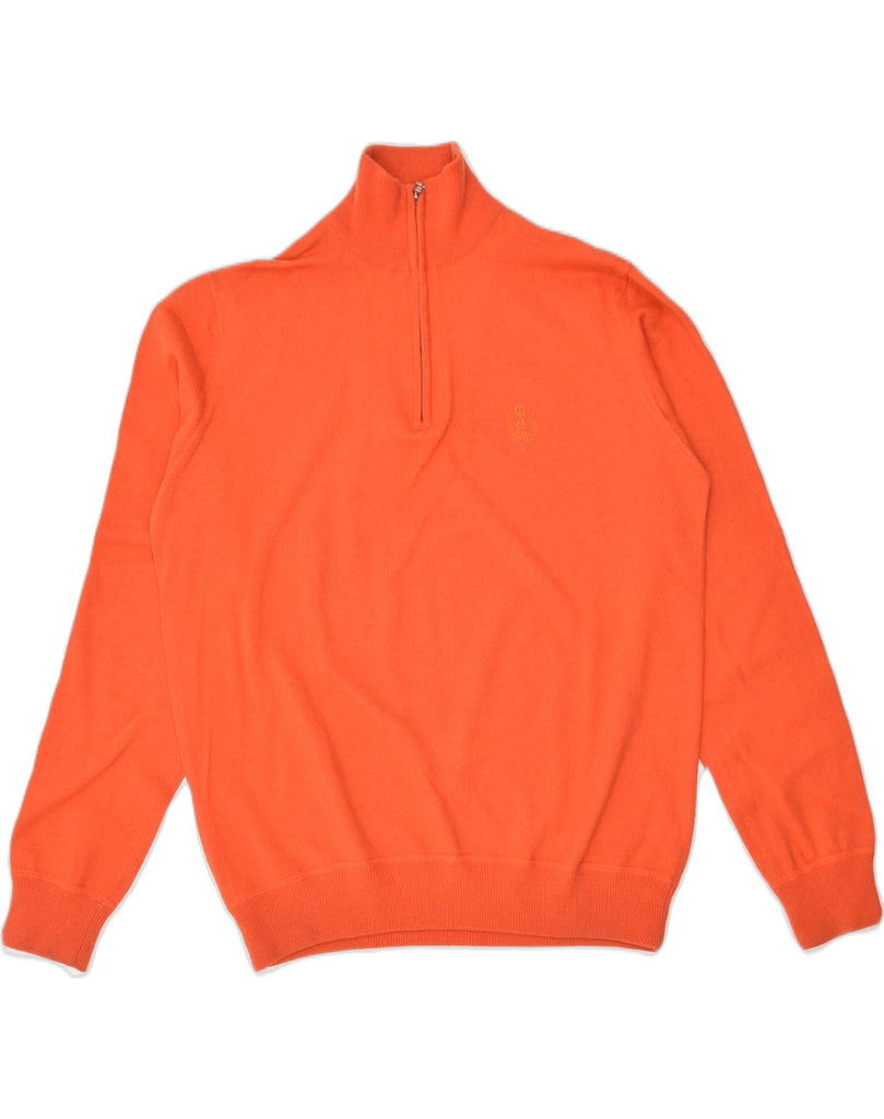 GAS Mens Zip Neck Jumper Sweater Medium Orange Wool | Vintage Gas | Thrift | Second-Hand Gas | Used Clothing | Messina Hembry 