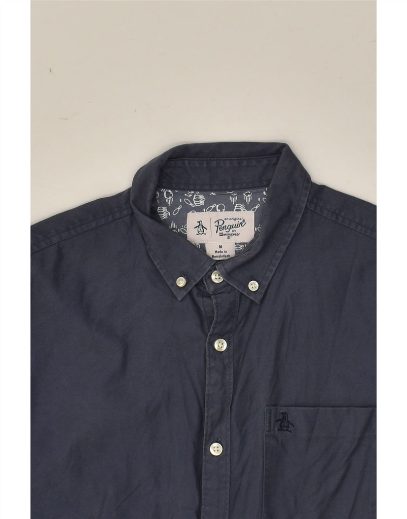 PENGUIN Mens Shirt Medium Navy Blue Cotton | Vintage Penguin | Thrift | Second-Hand Penguin | Used Clothing | Messina Hembry 