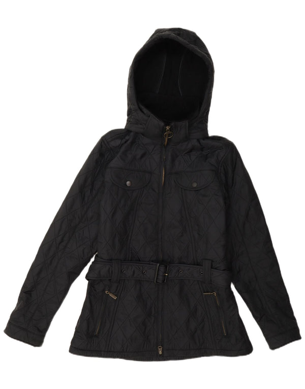Barbour Womens Hooded Quilted Jacket UK 12 Medium Grey Polyamide