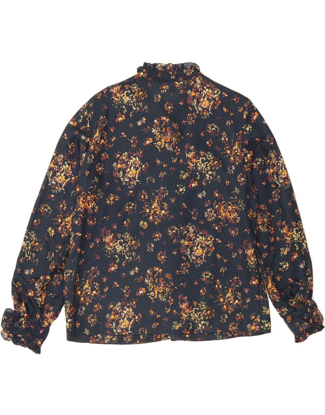 VINTAGE Womens Shirt Blouse UK 14 Medium Navy Blue Floral Vintage Vintage and Second-Hand Vintage from Messina Hembry 