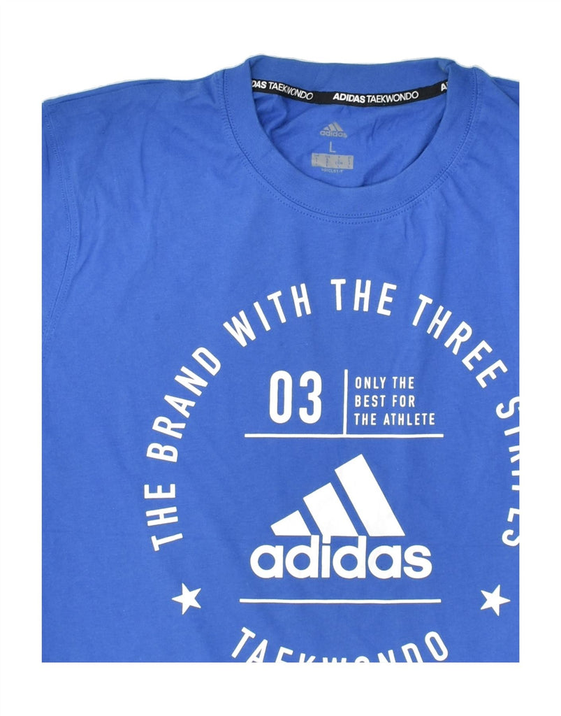 ADIDAS Mens Graphic T-Shirt Top Large Blue Cotton | Vintage Adidas | Thrift | Second-Hand Adidas | Used Clothing | Messina Hembry 