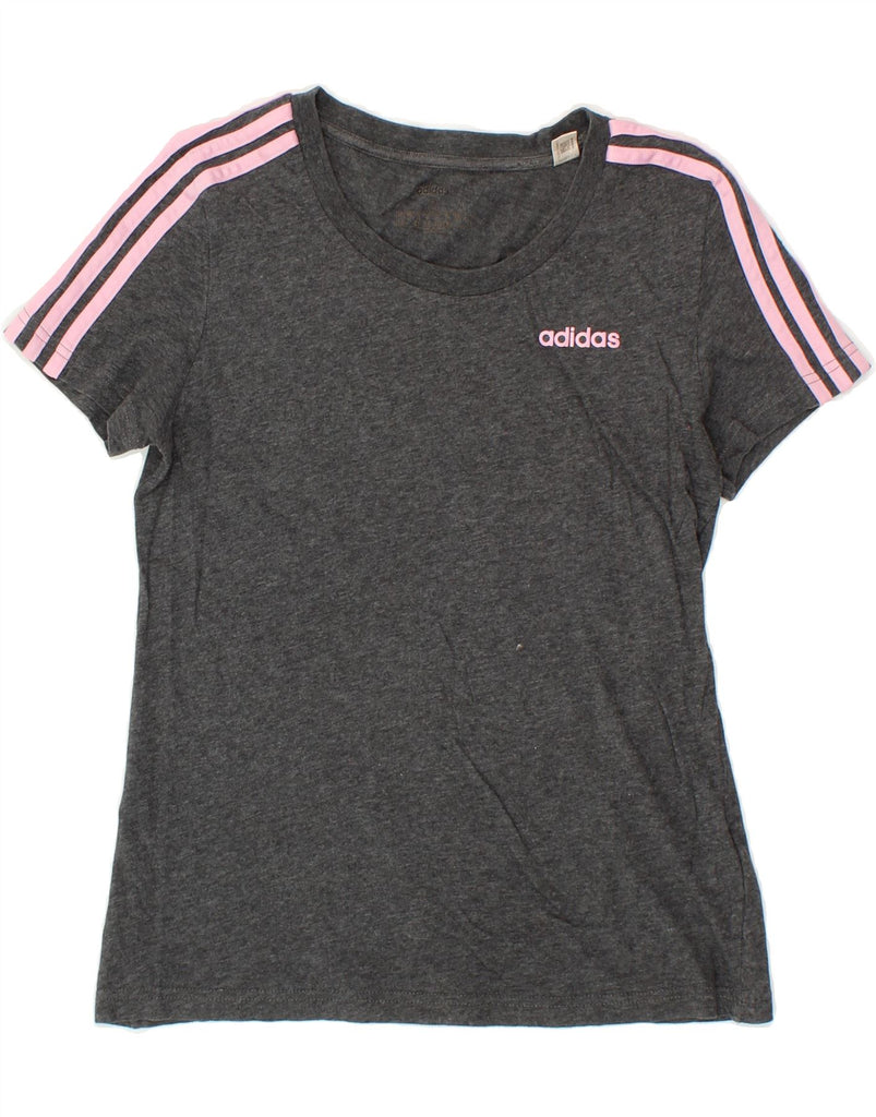 ADIDAS Womens T-Shirt Top UK 10 Small Grey Cotton Vintage Adidas and Second-Hand Adidas from Messina Hembry 
