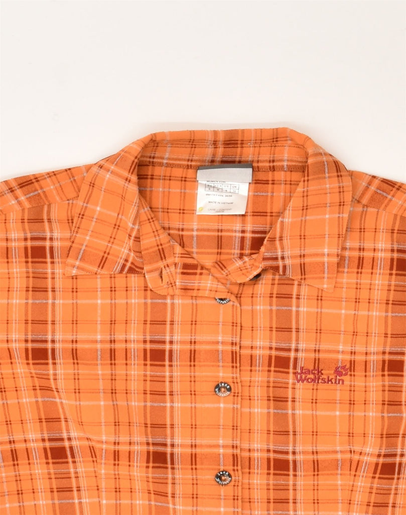 JACK WOLFSKIN Womens Shirt UK 10 Small Orange Check Cotton | Vintage Jack Wolfskin | Thrift | Second-Hand Jack Wolfskin | Used Clothing | Messina Hembry 