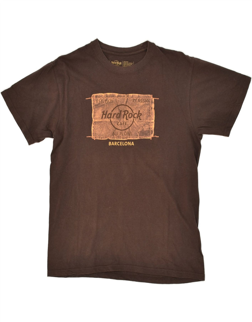 HARD ROCK CAFE Mens Barcelona Graphic T-Shirt Top Medium Brown Cotton Vintage Hard Rock Cafe and Second-Hand Hard Rock Cafe from Messina Hembry 