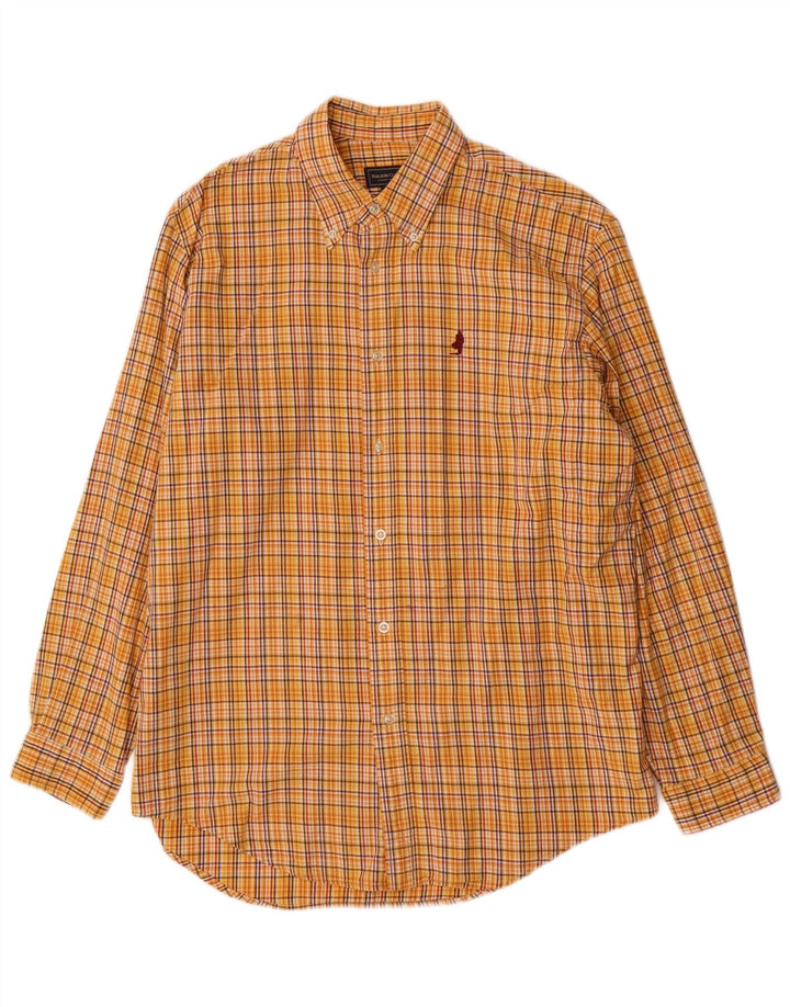Marlboro Classics Mens Shirt Large Yellow Check Cotton