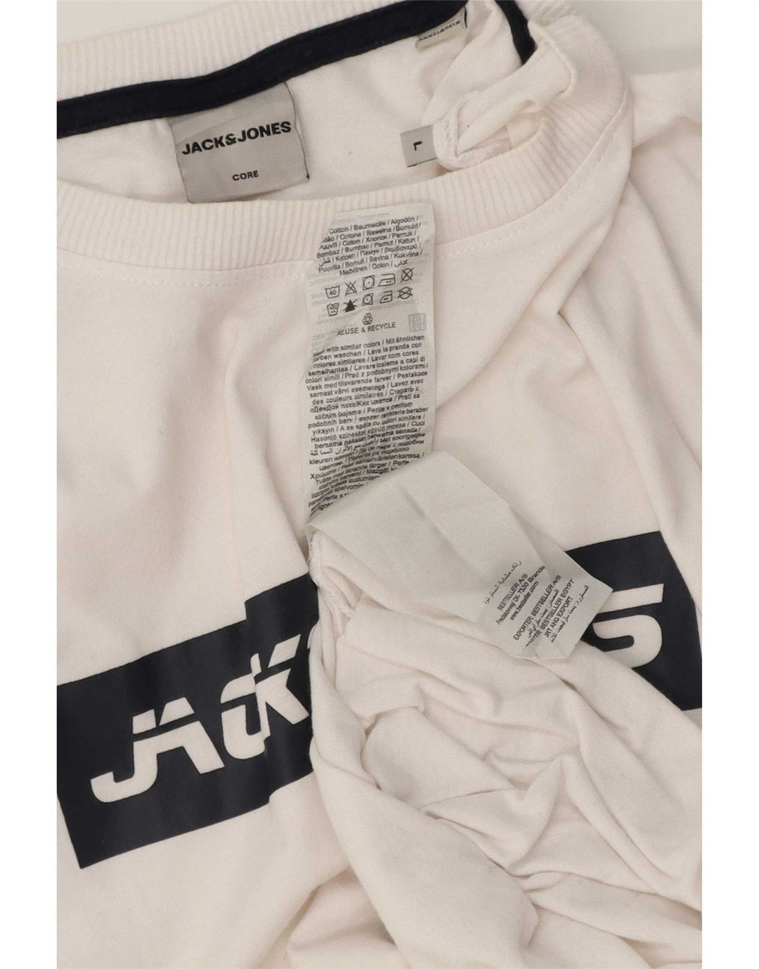 Jack & Jones Mens Graphic T-Shirt Top Large White Cotton