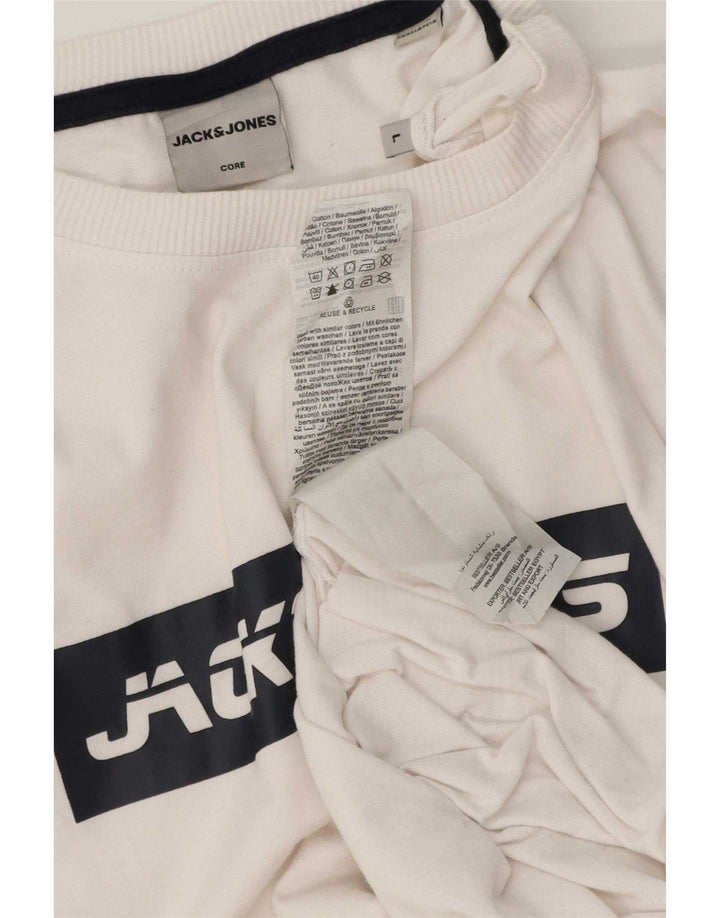 Jack & Jones Mens Graphic T-Shirt Top Large White Cotton