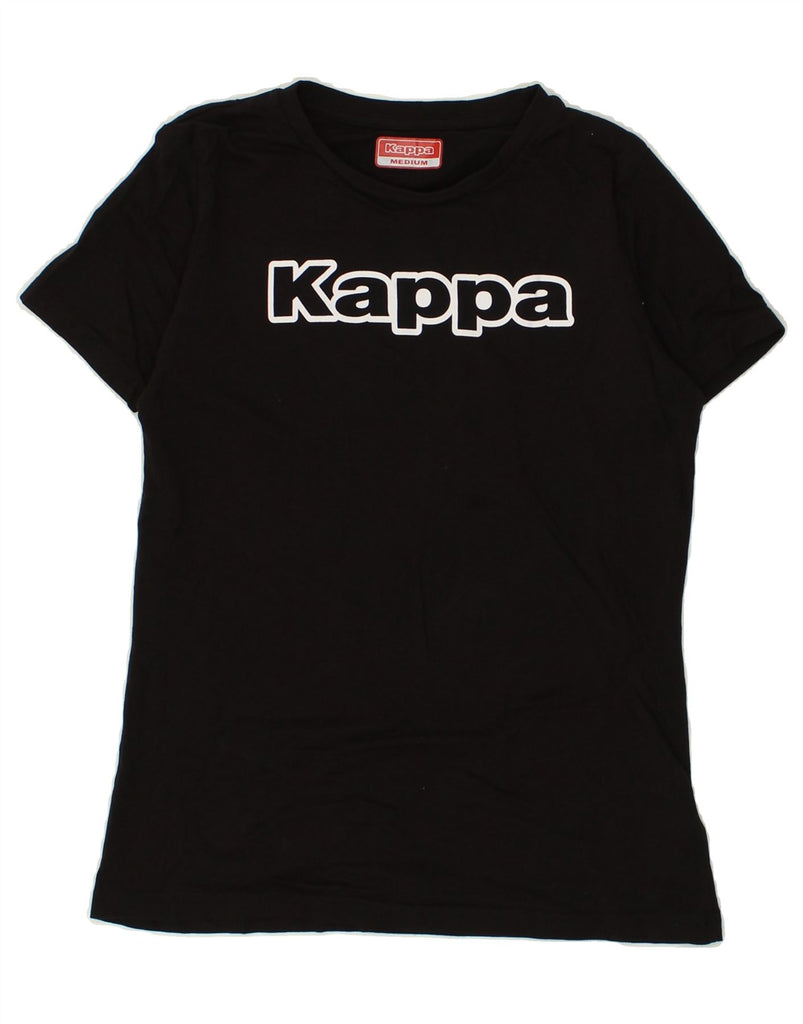 KAPPA Womens Graphic T-Shirt Top UK 12 Medium Black Cotton | Vintage Kappa | Thrift | Second-Hand Kappa | Used Clothing | Messina Hembry 