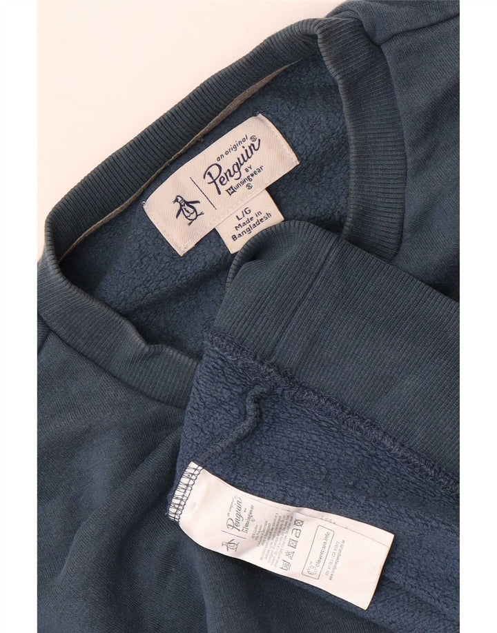 Penguin Mens Sweatshirt Jumper Large Blue Cotton