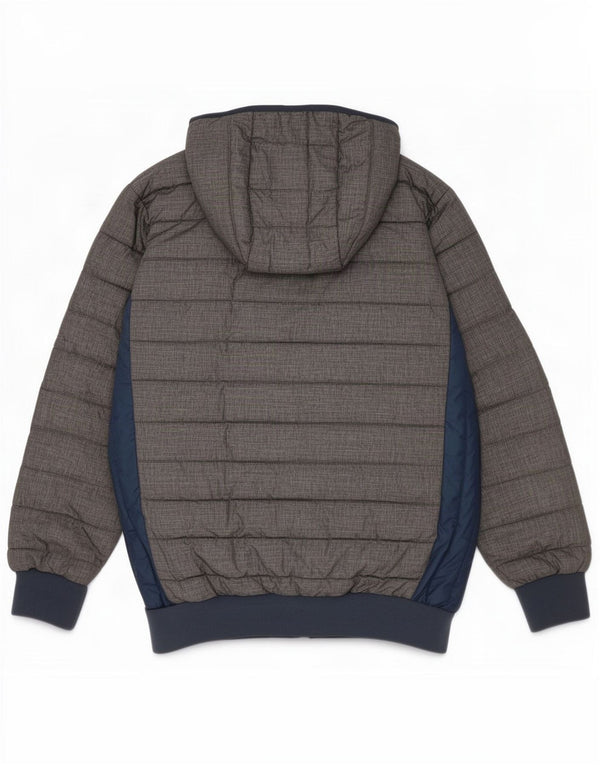 Ellesse Boys Hooded Padded Jacket 12-13 Years Grey Colourblock Nylon