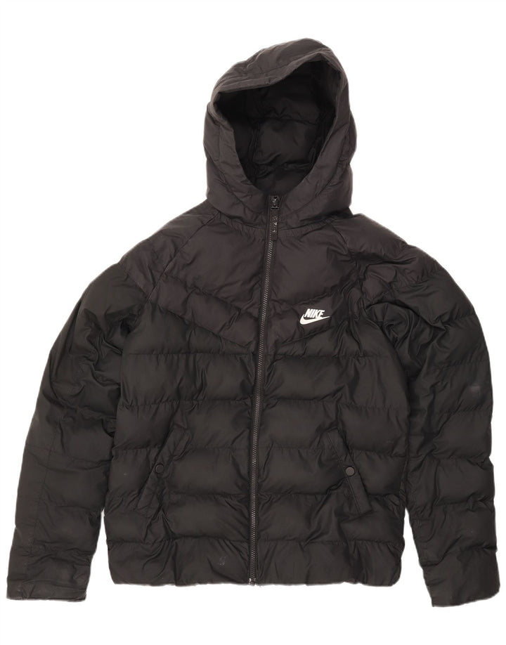 Nike Boys Hooded Padded Jacket 13-14 Years XL Black Polyester