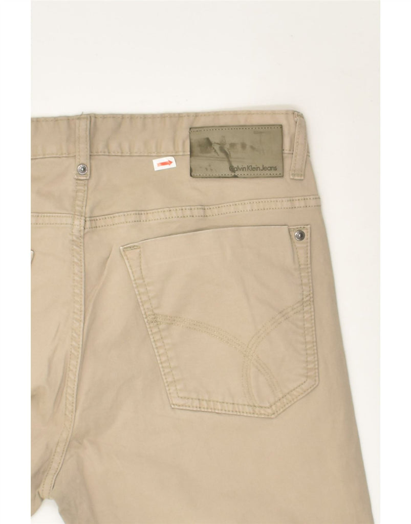 CALVIN KLEIN Mens Slim Straight Casual Trousers W32 L32 Beige Cotton | Vintage Calvin Klein | Thrift | Second-Hand Calvin Klein | Used Clothing | Messina Hembry 