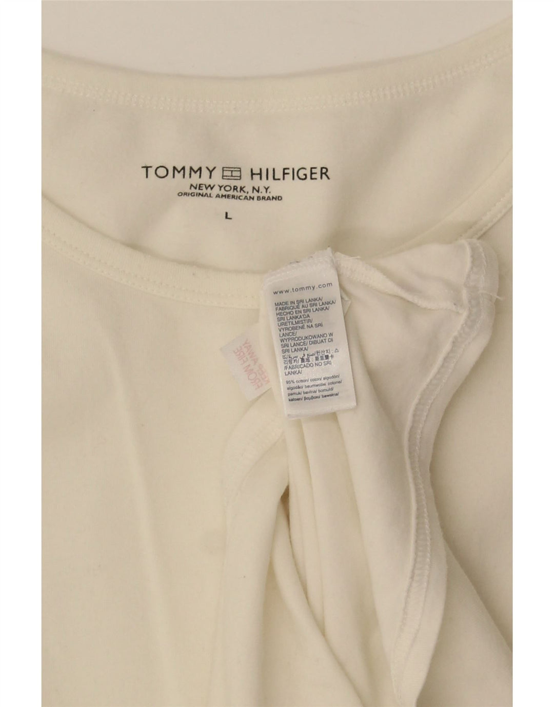 Tommy Hilfiger Mens T-Shirt Top Large White Cotton