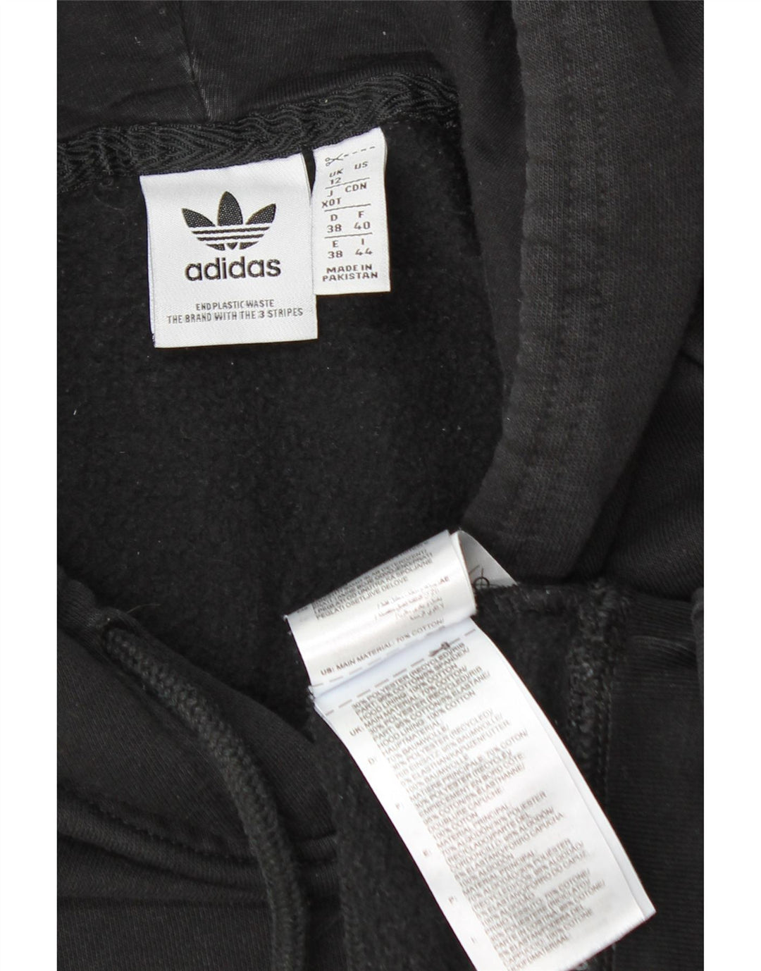 Adidas Womens Oversized Hoodie Jumper UK 12 Medium Black Cotton