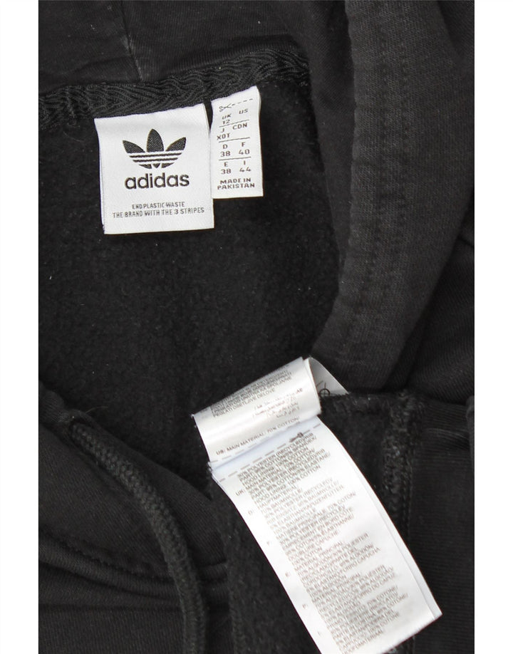 Adidas Womens Oversized Hoodie Jumper UK 12 Medium Black Cotton