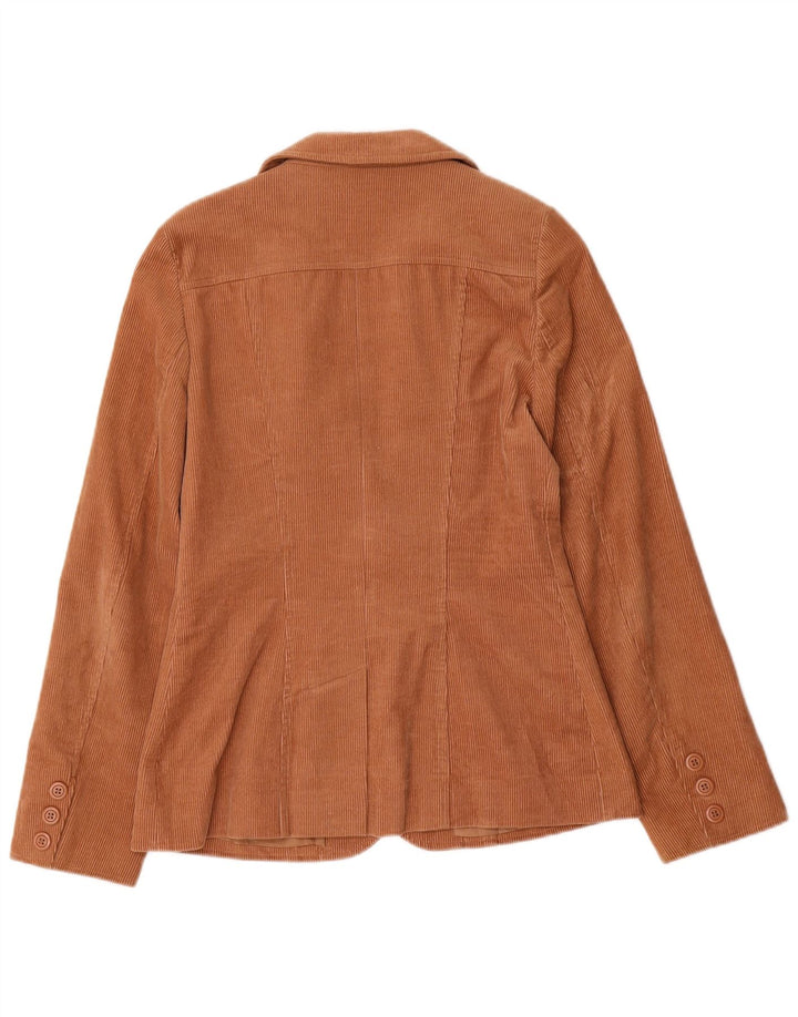 Topshop Womens 2 Button Corduroy Blazer Jacket UK 10 Small Brown Cotton