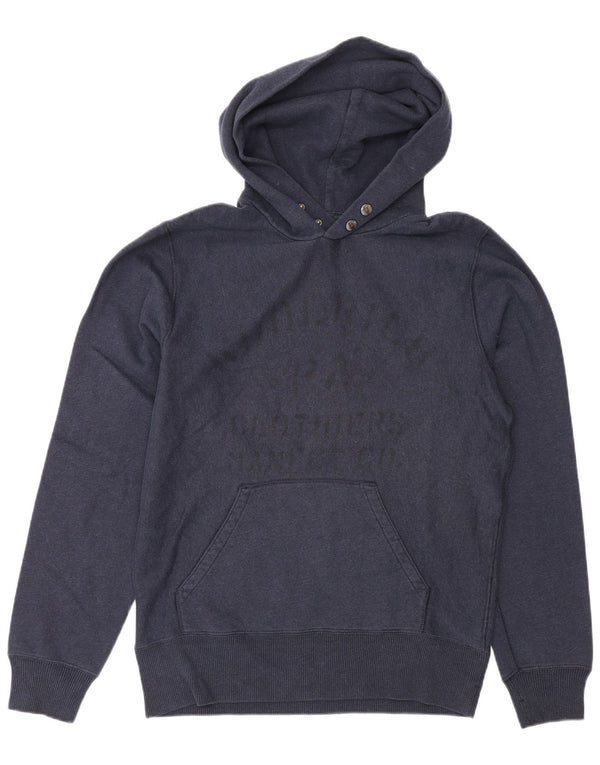 Woolrich Mens Graphic Hoodie Jumper Medium Navy Blue