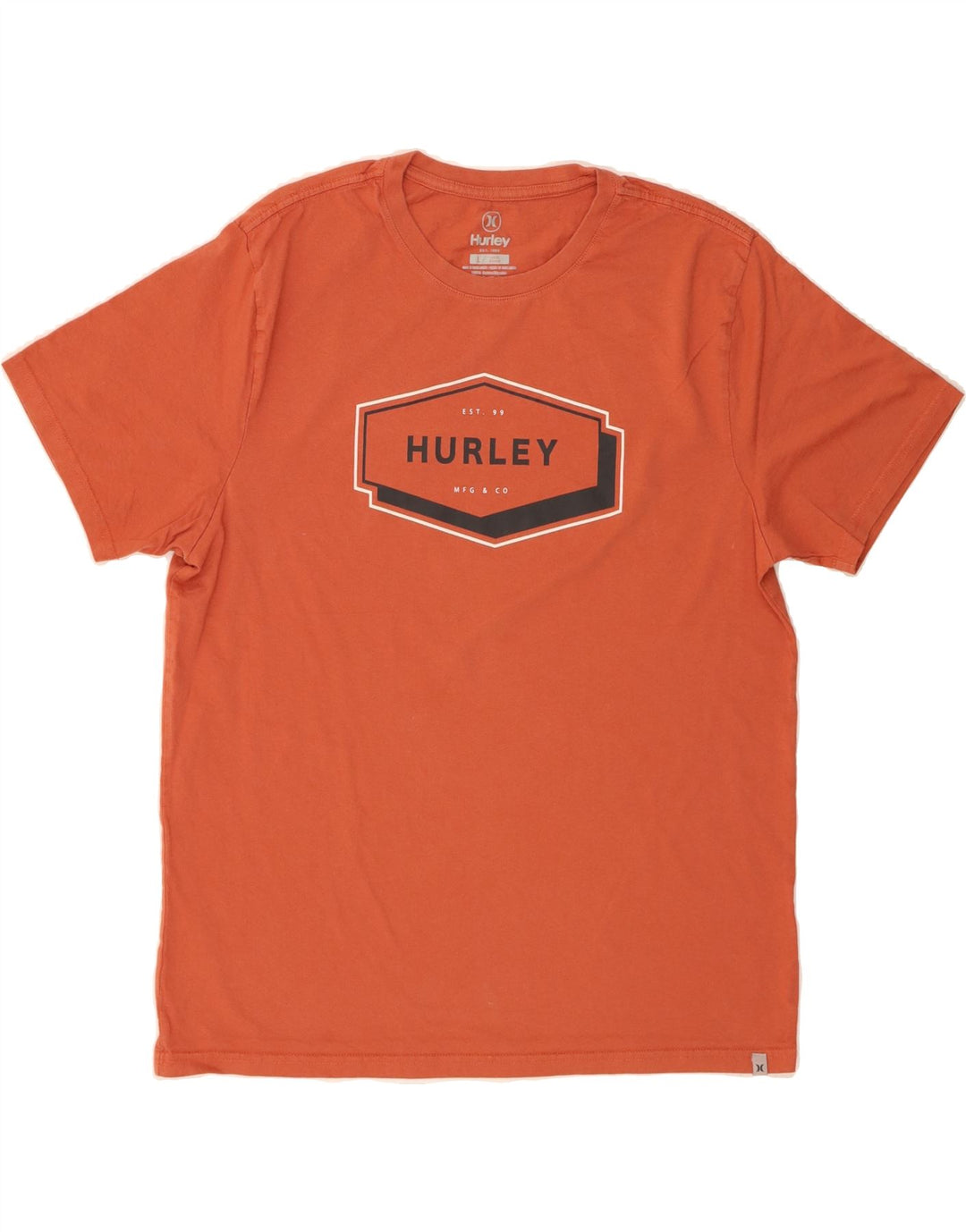 HURLEY Mens Graphic T-Shirt Top Large Orange Cotton Vintage Hurley and Second-Hand Hurley from Messina Hembry 
