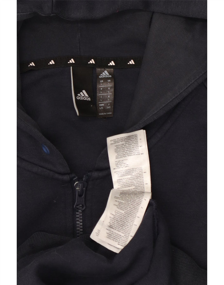 Adidas Mens Zip Hoodie Sweater Large Navy Blue Cotton