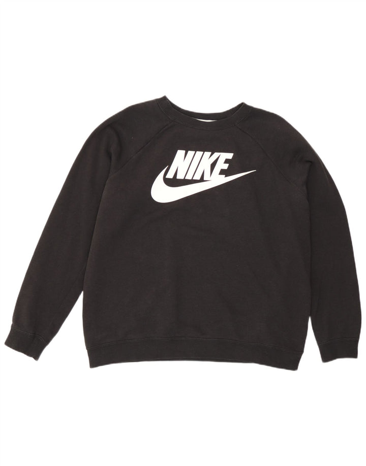 Nike Womens Graphic Sweatshirt Jumper UK 16 Large Black Cotton