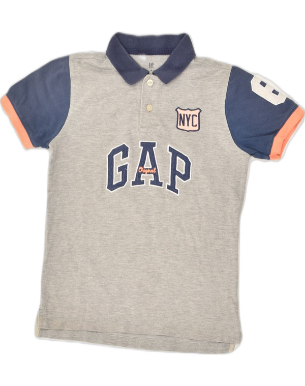 GAP Boys NYC Polo Shirt 11-12 Years Medium Grey Colourblock Cotton