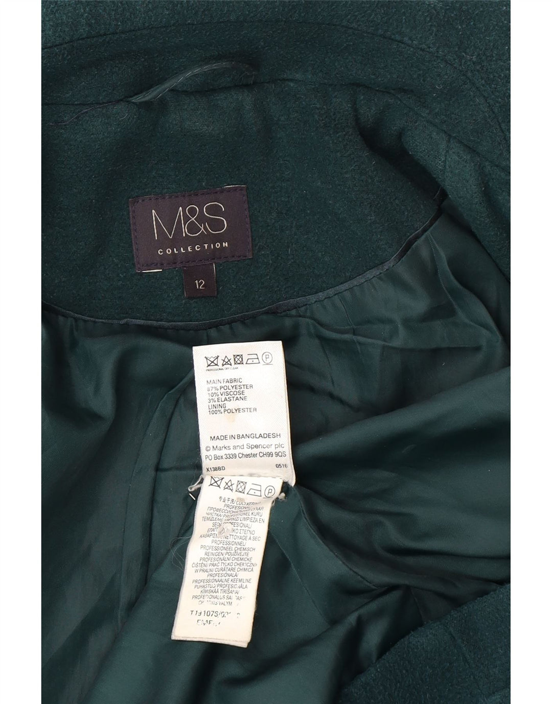 Marks & Spencer Womens Double Breasted Blazer Jacket UK 12 Medium Green