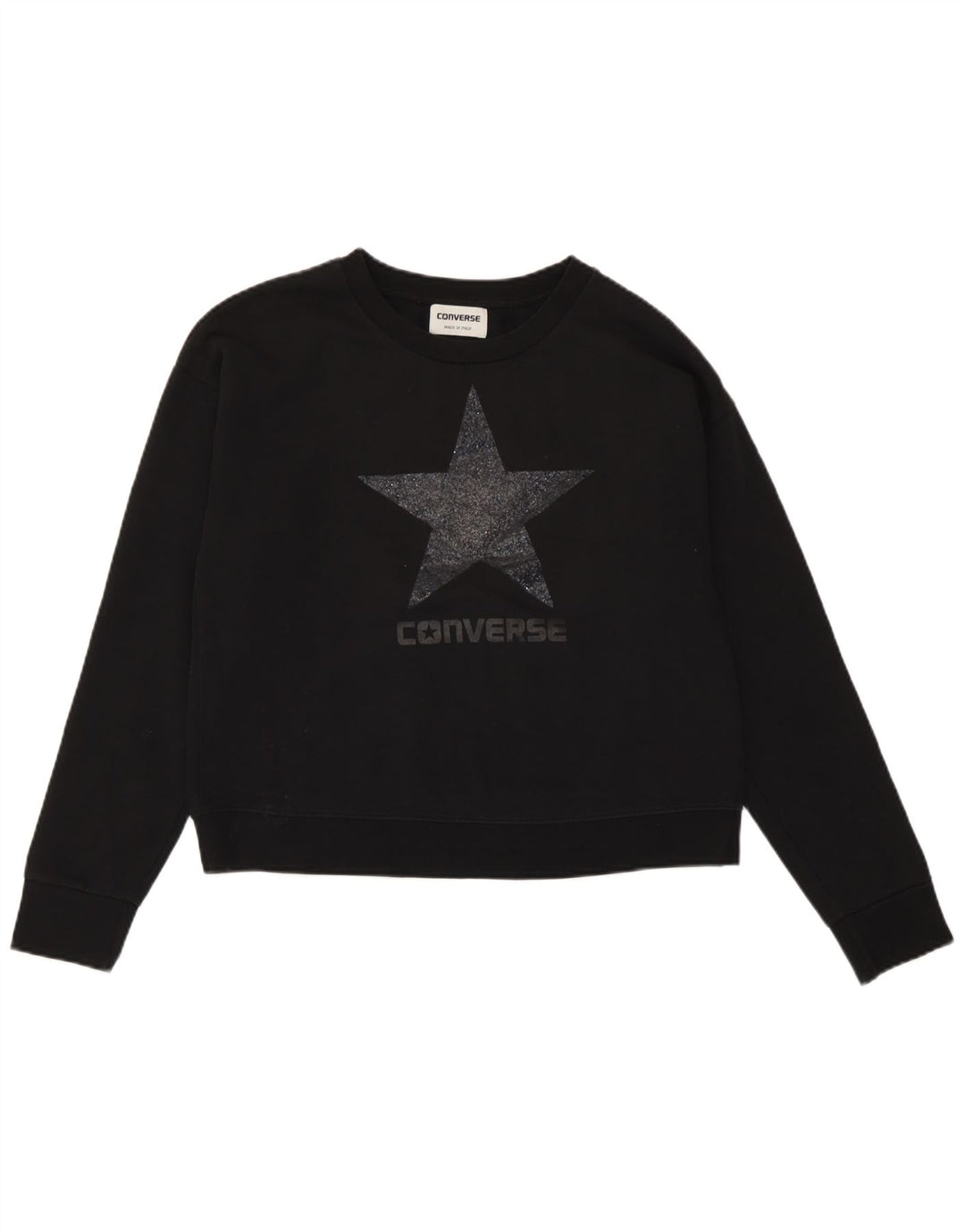 Converse Womens Graphic Oversized Sweatshirt Jumper UK 10 Small Black